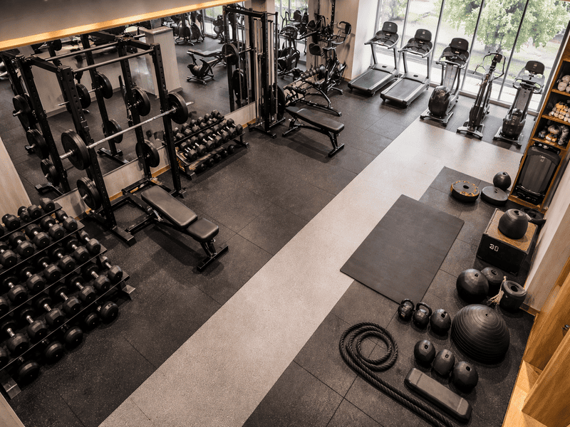 high quality barbell on rubber flooring